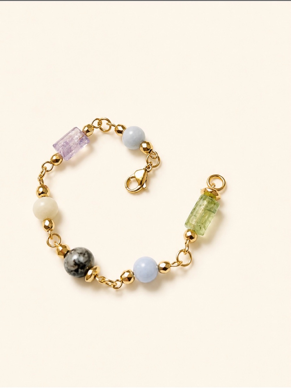 Gold-Tone Bracelet with Pastel Gem Beads